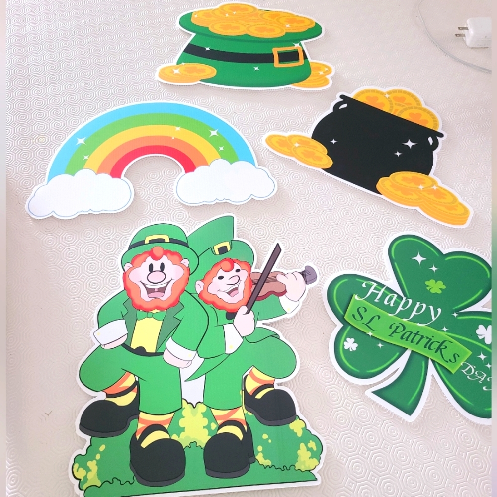 St.PATRICK'S Day Irish Decor Lawn Signs Party Decorations 5 Piece